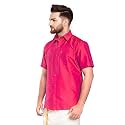 SJS-Men39s Half Sleeve Solid Art Silk Shirt