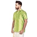 SJS-Men39s Half Sleeve Solid Art Silk Shirt