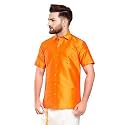 SJS-Men39s Half Sleeve Solid Art Silk Shirt