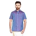 SJS-Men39s Half Sleeve Solid Art Silk Shirt