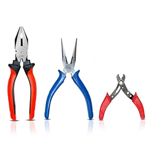 skadioo plier nose plier and wire cutting pliers tools for electrical work combination plier nose and wire cutter player combo multicolour- 3 pieces