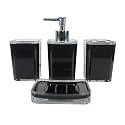 SKADIOO Soap Dispenser for Bathroom, Soap Dispenser Wall Mounted, Dispenser for Bathroom, Bathroom Accessories Set for Home, Toothbrush Holders, Bathroom Set, Brush Holder for Bathroom Wall (Black)