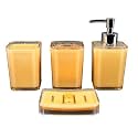SKADIOO Soap Dispenser for Bathroom, Soap Dispenser Wall Mounted, Dispenser for Bathroom, Bathroom Accessories Set for Home, Toothbrush Holders, Bathroom Set, Brush Holder for Bathroom Wall (Golden)
