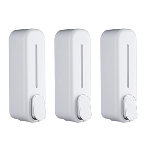 skadioo soap dispenser wall mounted for bathroom  wash basin  liquid sanitizer shower gel dish wash soap dispenser for bathroom kitchen 400ml pack of 3 capsule white abs plastic