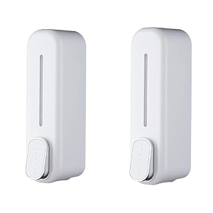 skadioo soap dispenser wall mounted for bathroom  wash basin  liquid sanitizer shower gel dish wash soap dispenser for bathroom kitchen 400ml pack of 2 capsule white abs plastic