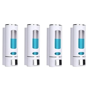 skadioo soap dispenser wall mounted for bathroom  wash basin  liquid sanitizer shower gel dish wash soap dispenser for bathroom kitchen 400ml pack of 4 capsule white abs plastic