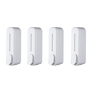 skadioo soap dispenser wall mounted for bathroom  wash basin  liquid sanitizer shower gel dish wash soap dispenser for bathroom kitchen 400ml pack of 4 capsule white abs plastic