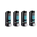 SKADIOO soap Dispenser Wall Mounted for Bathroom | Wash Basin | Liquid Sanitizer Shower Gel Dish Wash Soap Dispenser for Bathroom Kitchen 400Ml Pack of (4, Capsule Black, ABS Plastic)