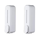 SKADIOO soap Dispenser Wall Mounted for Bathroom | Wash Basin | Liquid Sanitizer Shower Gel Dish Wash Soap Dispenser for Bathroom Kitchen 400Ml Pack of (2, Capsule White, ABS Plastic)