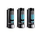 SKADIOO soap Dispenser Wall Mounted for Bathroom | Wash Basin | Liquid Sanitizer Shower Gel Dish Wash Soap Dispenser for Bathroom Kitchen 400Ml Pack of (3, Capsule Black, ABS Plastic)