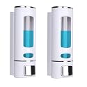 SKADIOO soap Dispenser Wall Mounted for Bathroom | Wash Basin | Liquid Sanitizer Shower Gel Dish Wash Soap Dispenser for Bathroom Kitchen 400Ml Pack of (2, Capsule White, ABS Plastic)