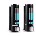SKADIOO soap Dispenser Wall Mounted for Bathroom | Wash Basin | Liquid Sanitizer Shower Gel Dish Wash Soap Dispenser for Bathroom Kitchen 400Ml Pack of (2, Capsule Black, ABS Plastic)