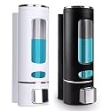 SKADIOO soap Dispenser Wall Mounted for Bathroom | Wash Basin | Liquid Sanitizer Shower Gel Dish Wash Soap Dispenser for Bathroom Kitchen 400Ml Pack of (2, Capsule Black &amp; White, ABS Plastic)