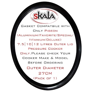 skala nitrile rubber gasket compatible with pigeon aluminium  special  favorite  titanium  deluxe 75 litres outer-lid pressure cooker pack of 1