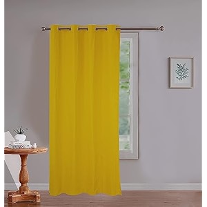 skanda fab  cotton solid window curtain 5ft eyelet 100 cotton washable mustard yellow 1 pcs
