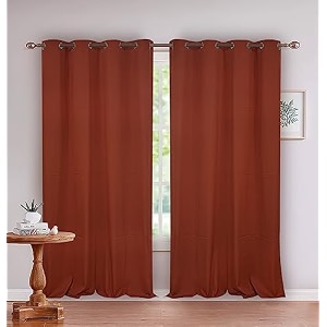 skanda fab  cotton solid window curtain 5ft eyelet 100 cotton washable terracotta marron 2 pcs