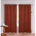 SKANDA FAB © Cotton Solid Window Curtain, 5Ft, Eyelet, 100% Cotton, Washable Terracotta Marron 2 PCS