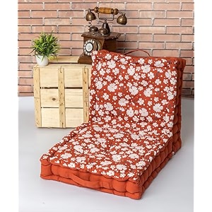 skanda fab premium printed floor cushion meditation floor pillow square large pillows for benchchair cushionliving roombalconyoutdoor daisy flower maroon 40 x 40 x 10 cm pack of 2