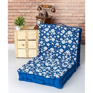 skanda fab premium printed floor cushion meditation floor pillow square large pillows for benchchair cushionliving roombalconyoutdoor daisy flower classic blue 40 x 40 x 10 cm pack of 2