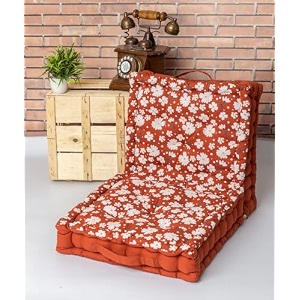 skanda fab premium printed floor cushion meditation floor pillow square large pillows for benchchair cushionliving roombalconyoutdoor daisy flower terracotta brown 50 x 50 x 10 cm pack of 2
