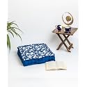 SKANDA FAB Premium Printed Floor Cushion Meditation Floor Pillow, Square Large Pillows for Bench/Chair Cushion/Living Room/Balcony/Outdoor Daisy Flower Classic Blue 40 x 40 x 10 cm (Pack of 1)