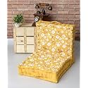 SKANDA FAB Premium Printed Floor Cushion Meditation Floor Pillow, Square Large Pillows for Bench/Chair Cushion/Living Room/Balcony/Outdoor Daisy Flower Mustard 40 x 40 x 10 cm (Pack of 2)