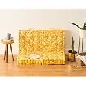 SKANDA FAB Premium Printed Floor Cushion Meditation Floor Pillow, Square Large Pillows for Bench/Chair Cushion/Living Room/Balcony/Outdoor Daisy Flower Mustard Yellow 40 x 40 x 10 cm (Pack of 4)
