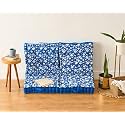 SKANDA FAB Premium Printed Floor Cushion Meditation Floor Pillow, Square Large Pillows for Bench/Chair Cushion/Living Room/Balcony/Outdoor Daisy Flower Classic Blue 40 x 40 x 10 cm (Pack of 4)