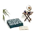 SKANDA FAB Premium Printed Floor Cushion Meditation Floor Pillow, Square Large Pillows for Bench/Chair Cushion/Living Room/Balcony/Outdoor Daisy Flower Botanical Green 50 x 50 x 10 cm (Pack of 1)