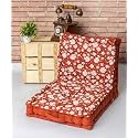 SKANDA FAB Premium Printed Floor Cushion Meditation Floor Pillow, Square Large Pillows for Bench/Chair Cushion/Living Room/Balcony/Outdoor Daisy Flower Terracotta Brown 50 x 50 x 10 cm (Pack of 2)