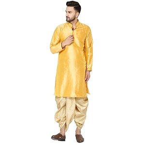 skavij men39s art silk dhoti kurta traditional ethnic dress set gold large