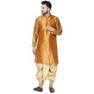 skavij men39s art silk dhoti kurta set ethnic dress brown_xl
