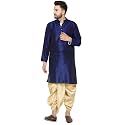 SKAVIJ Men's Art Silk Dhoti Kurta Set Ethnic Dress