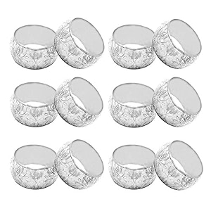 skavij handmade floral napkin rings holders decor dinner party wedding thanksgiving christmas gathering silver 12pcs
