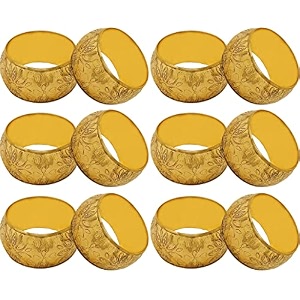 skavij handmade floral napkin rings holders decor dinner party wedding thanksgiving christmas gathering gold 12pcs