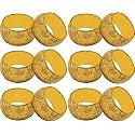 SKAVIJ Handmade Floral Napkin Rings Holders Decor Dinner Party Wedding Thanksgiving Christmas Gathering (Gold 12pcs)