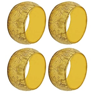 skavij handmade floral napkin rings holders decor dinner party wedding thanksgiving christmas gathering gold 4pcs