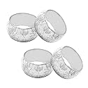 SKAVIJ Handmade Floral Napkin Rings Holders Decor Dinner Party Wedding Thanksgiving Christmas Gathering (Silver 4pcs)