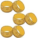 SKAVIJ Handmade Floral Napkin Rings Holders Decor Dinner Party Wedding Thanksgiving Christmas Gathering (Gold 6pcs)