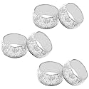 SKAVIJ Handmade Floral Napkin Rings Holders Decor Dinner Party Wedding Thanksgiving Christmas Gathering (Silver 6pcs)