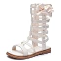 Skeblo Girls Rivet Gladiator Sandals Summer Princess Dress Strappy Flats Zip Up Boots Shoes