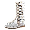 Skeblo Girls Rivet Gladiator Sandals Summer Princess Dress Strappy Flats Zip Up Boots Shoes