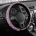 Skechers Women’s Bling Steering Wheel Cover, Velvet with Sparkly Crystal Rhinestones, Stylish Car Interior Gift, Universal Fit 14" 1/2-15" for Cars, SUVs, Trucks, Purple Diamond