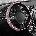 Skechers Women’s Bling Steering Wheel Cover, Velvet with Sparkly Crystal Rhinestones, Stylish Car Interior Gift, Universal Fit 14" 1/2-15" for Cars, SUVs, Trucks, Pink Diamond