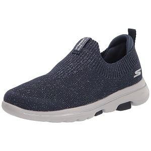 skechers womens go walk 5-starlit slip-on walking shoes