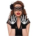 Skeleton Gloves For Women Men Adults Fingerless Goth Halloween Costume
