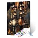 Skeleton Makeup Girls DIY Paint by Numbers for Adults Day of The Dead Pictures Circus Paint by Number Kit on Canvas for Beginners Paintwork Crafts Home Wall Decor Gifts 16"x20" (Frameless）
