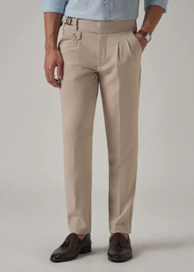 SKENJEL Men Regular Fit Beige Polyester Trousers