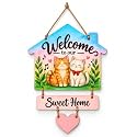 Sketchfab Welcome to Our Sweet Home Cat Wall Hanging, 12 x 24 Inch
