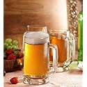 Beer Mugs with Handles, Freezer Safe Drinking Glass - Drinking Cup Beer Mugs, Traditional Beer Mugs, Tea Glasses, Michelada Glasses, 400ml (Glass Beers with Handle, 6 pcs)